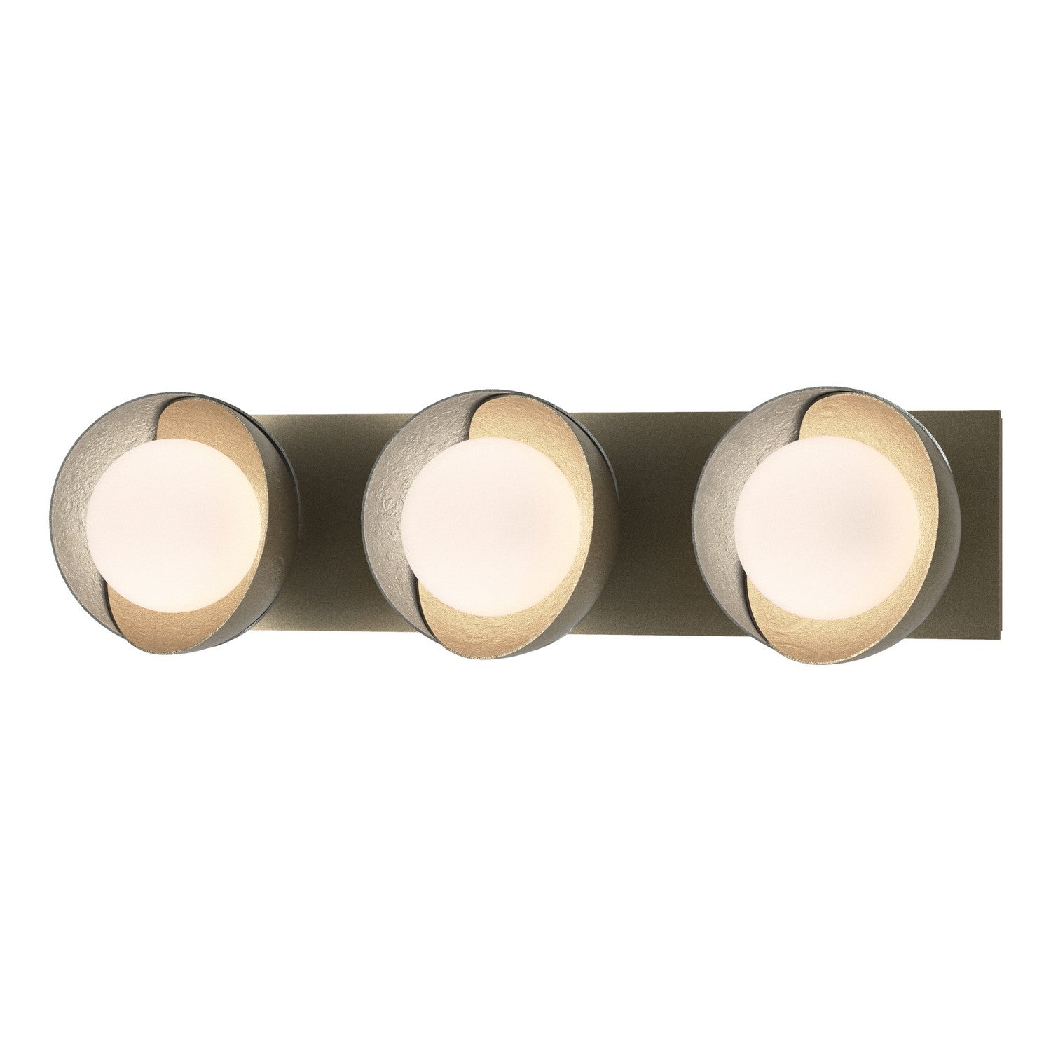 Hubbardton Forge - 201378-SKT-84-82-GG0711 - Brooklyn 3-Light Straight Double Shade Bath Sconce - Brooklyn - Soft Gold