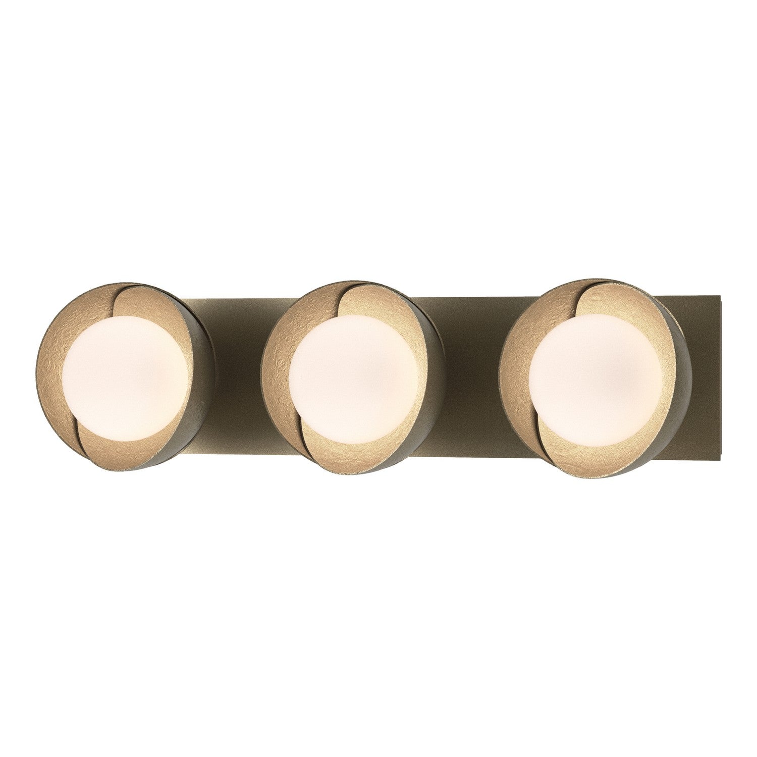 Hubbardton Forge - 201378-SKT-84-84-GG0711 - Brooklyn 3-Light Straight Double Shade Bath Sconce - Brooklyn - Soft Gold