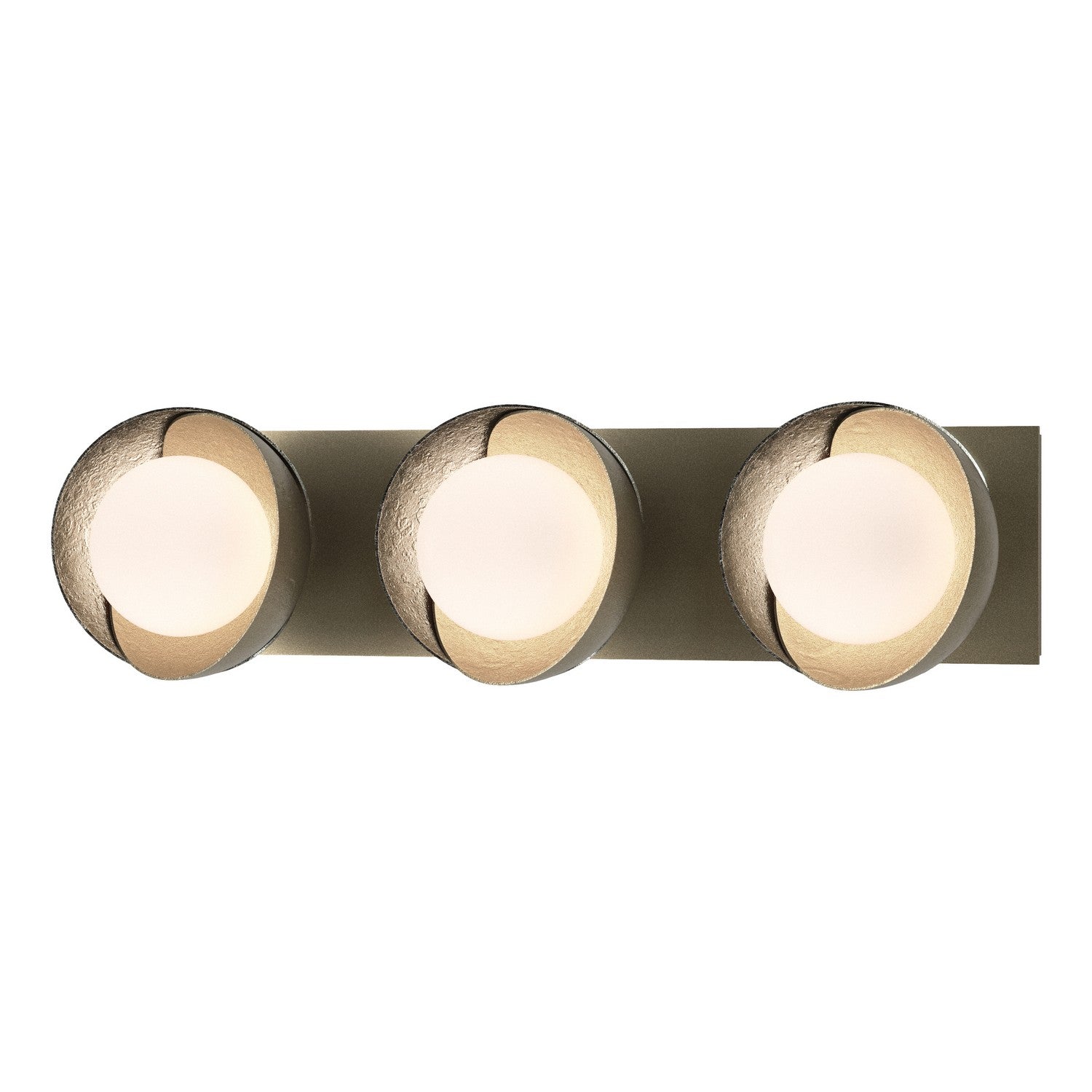 Hubbardton Forge - 201378-SKT-84-85-GG0711 - Brooklyn 3-Light Straight Double Shade Bath Sconce - Brooklyn - Soft Gold