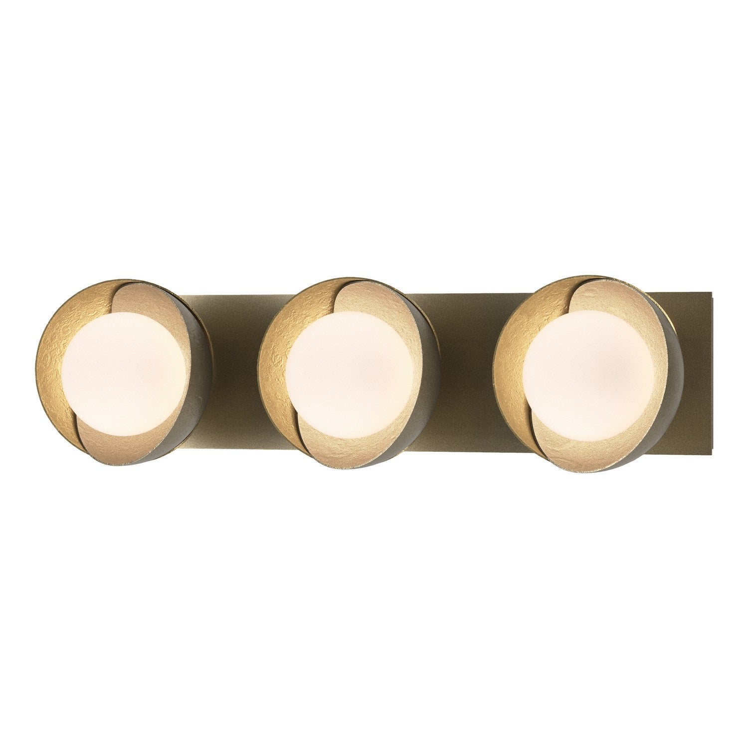 Hubbardton Forge - 201378-SKT-84-86-GG0711 - Brooklyn 3-Light Straight Double Shade Bath Sconce - Brooklyn - Soft Gold
