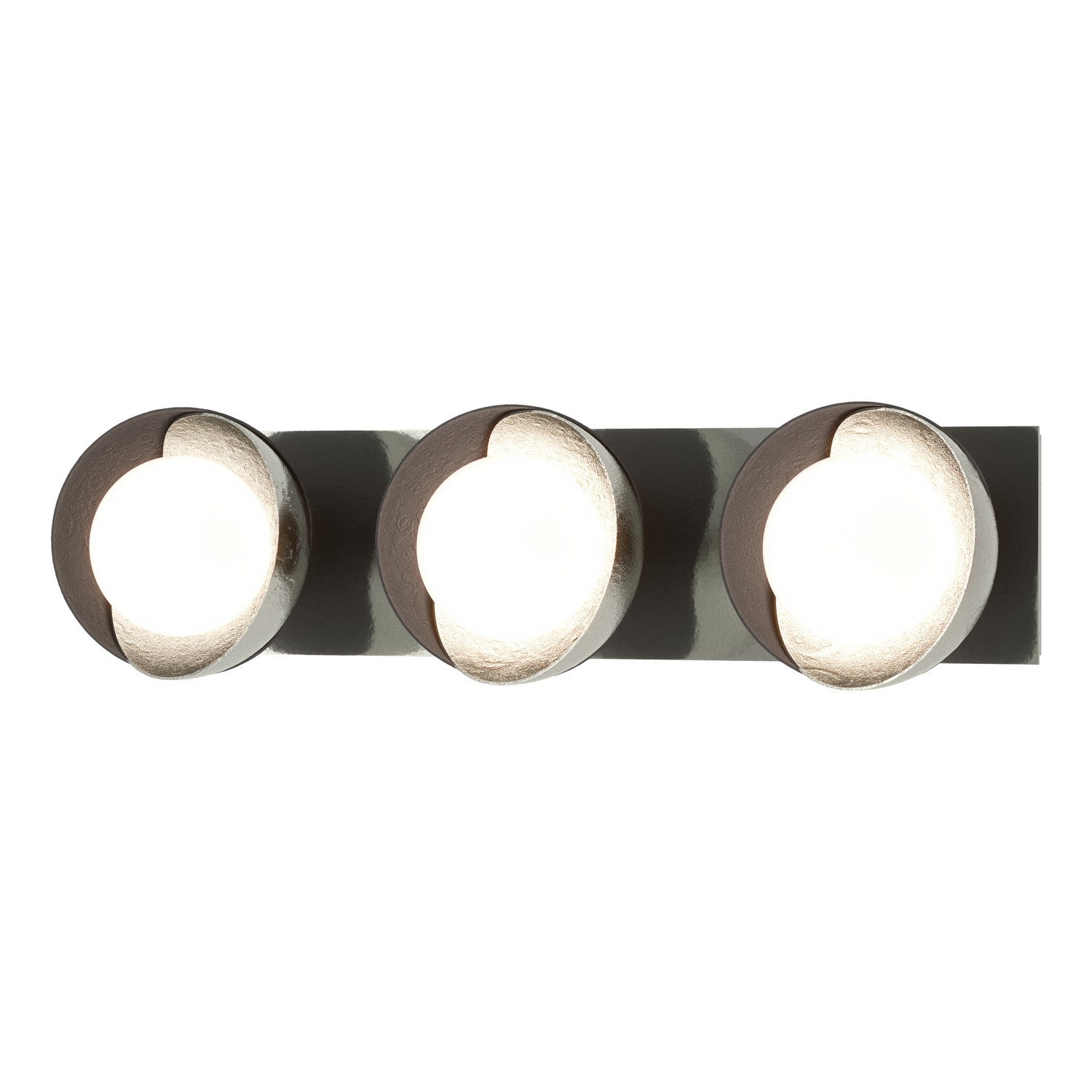 Hubbardton Forge - 201378-SKT-85-10-GG0711 - Brooklyn 3-Light Straight Double Shade Bath Sconce - Brooklyn - Sterling
