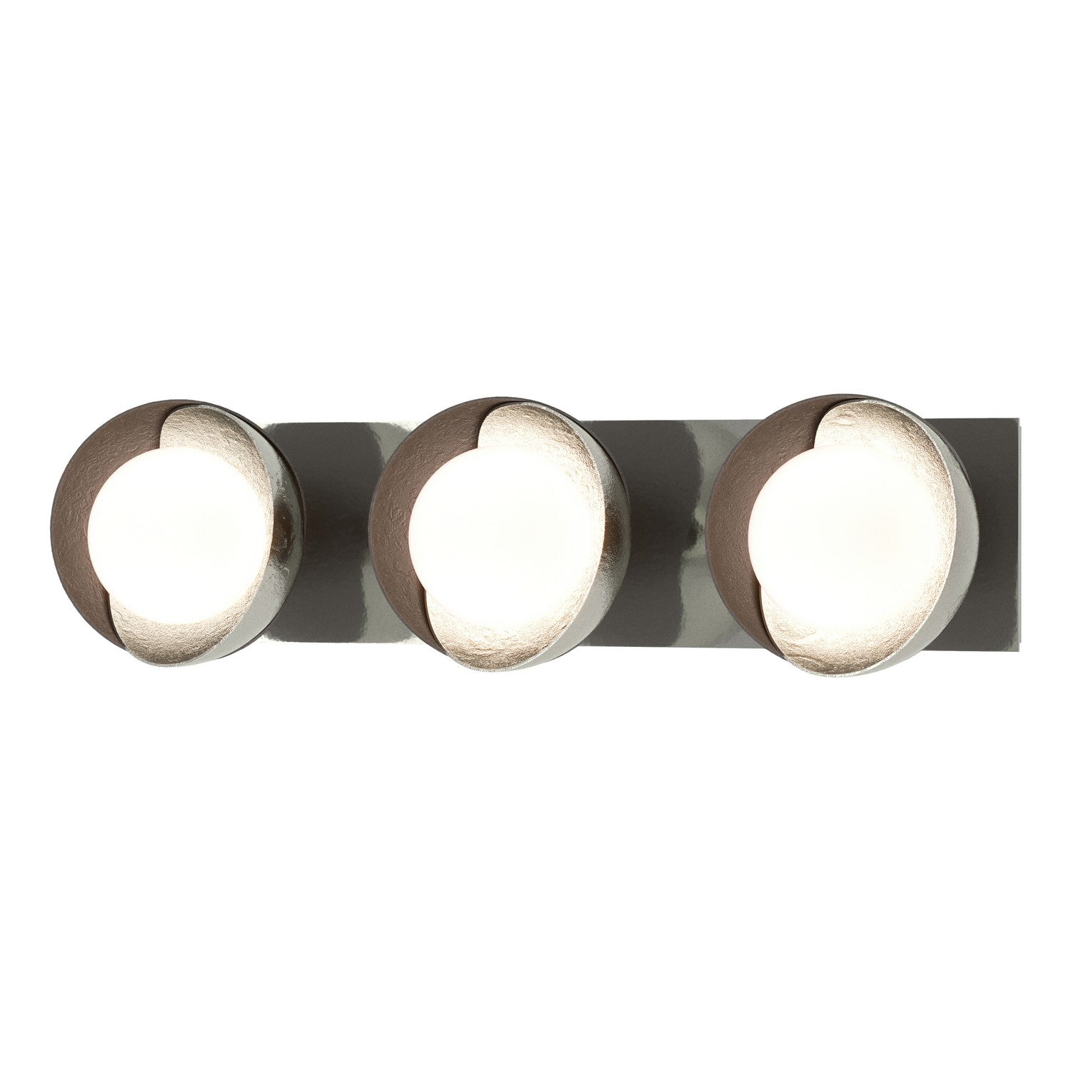 Hubbardton Forge - 201378-SKT-85-14-GG0711 - Brooklyn 3-Light Straight Double Shade Bath Sconce - Brooklyn - Sterling
