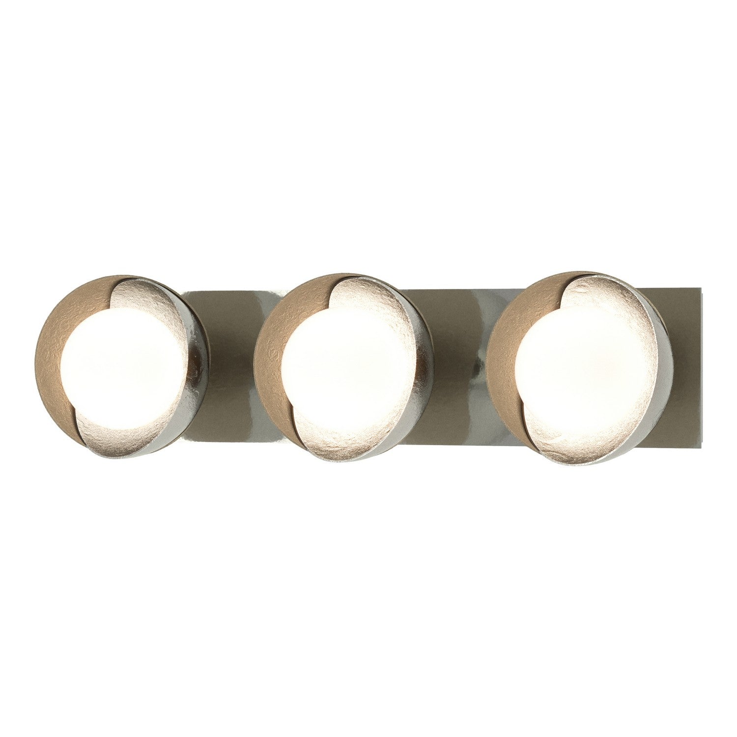 Hubbardton Forge - 201378-SKT-85-84-GG0711 - Brooklyn 3-Light Straight Double Shade Bath Sconce - Brooklyn - Sterling