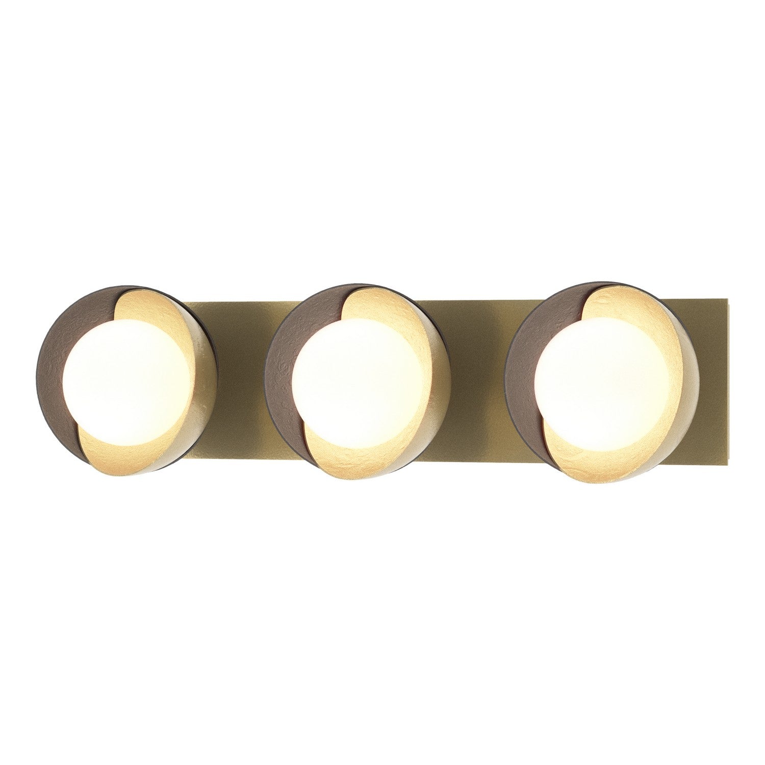 Hubbardton Forge - 201378-SKT-86-10-GG0711 - Brooklyn 3-Light Straight Double Shade Bath Sconce - Brooklyn - Modern Brass