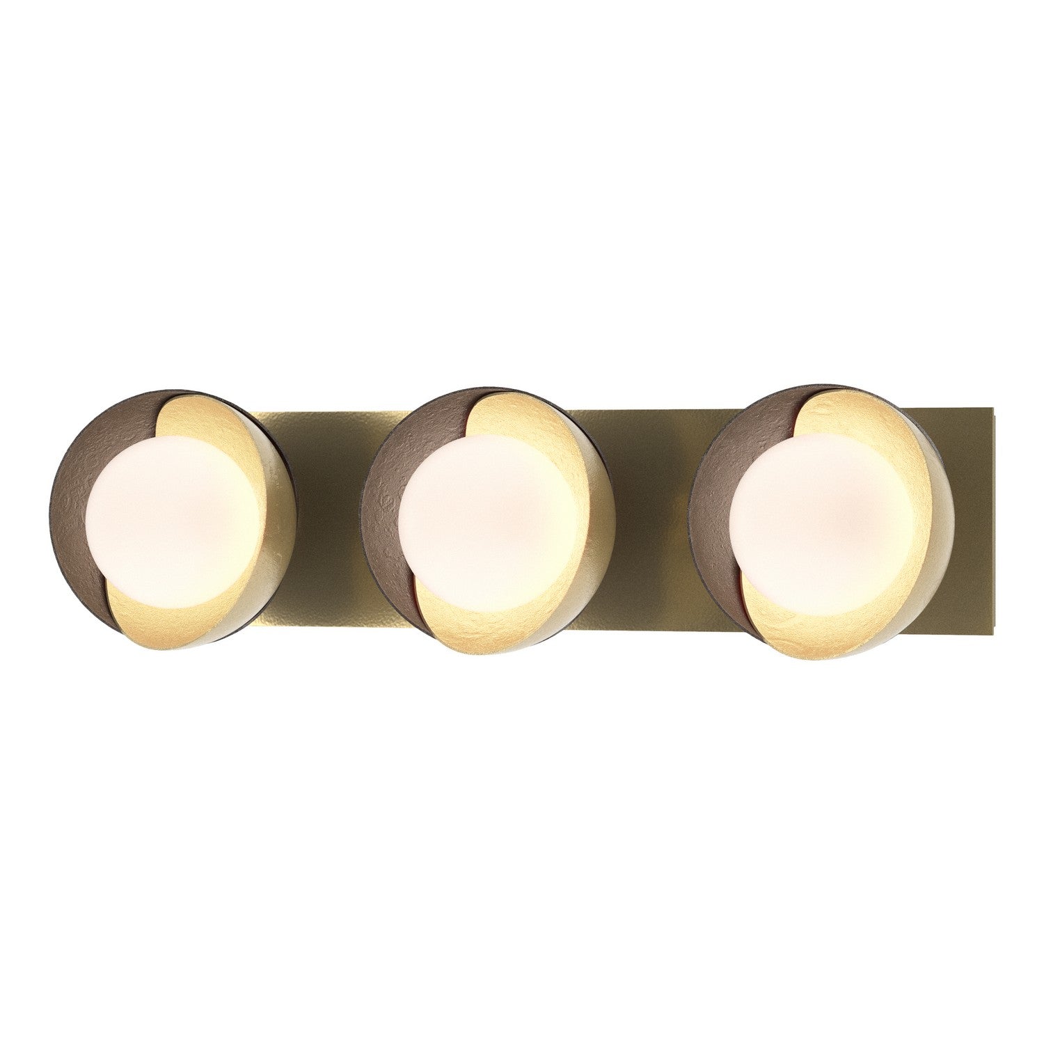 Hubbardton Forge - 201378-SKT-86-14-GG0711 - Brooklyn 3-Light Straight Double Shade Bath Sconce - Brooklyn - Modern Brass