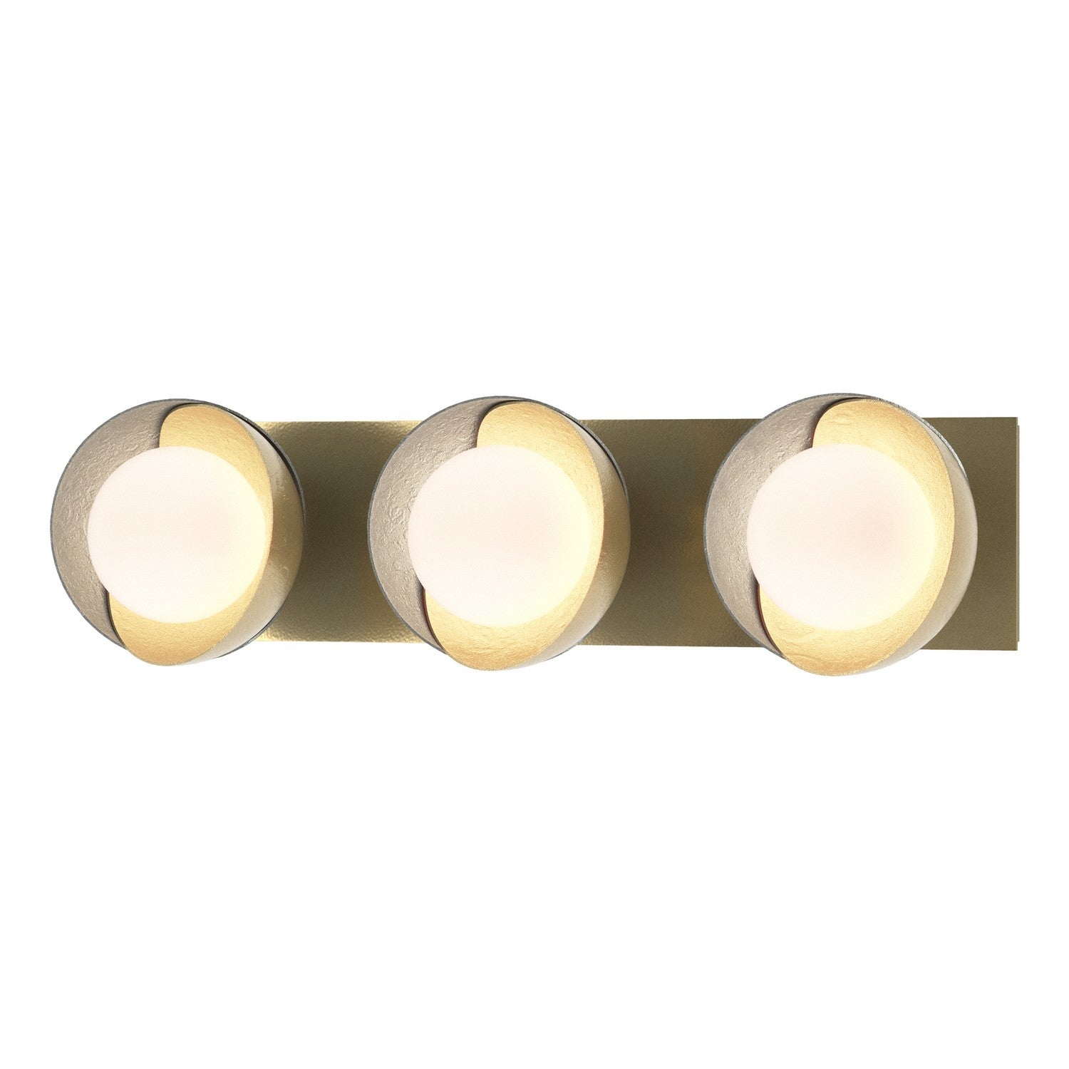 Hubbardton Forge - 201378-SKT-86-82-GG0711 - Brooklyn 3-Light Straight Double Shade Bath Sconce - Brooklyn - Modern Brass