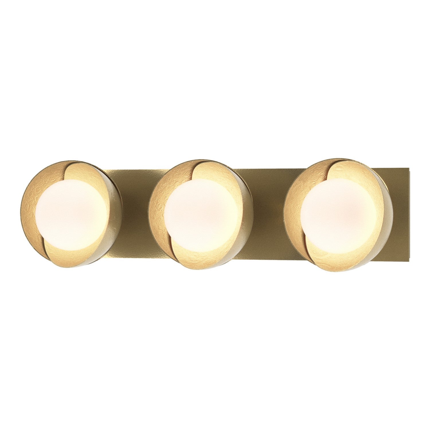 Hubbardton Forge - 201378-SKT-86-86-GG0711 - Brooklyn 3-Light Straight Double Shade Bath Sconce - Brooklyn - Modern Brass