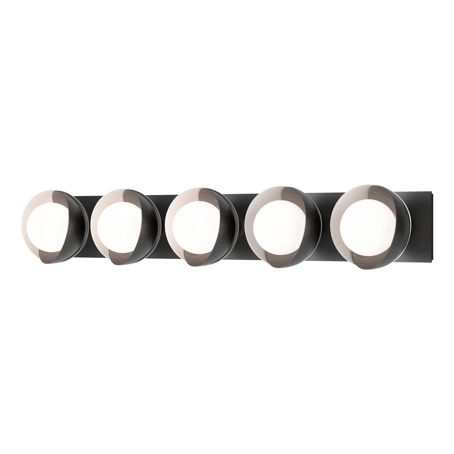 Hubbardton Forge - 201379-SKT-10-02-GG0711 - Brooklyn 5-Light Straight Double Shade Bath Sconce - Brooklyn - Black