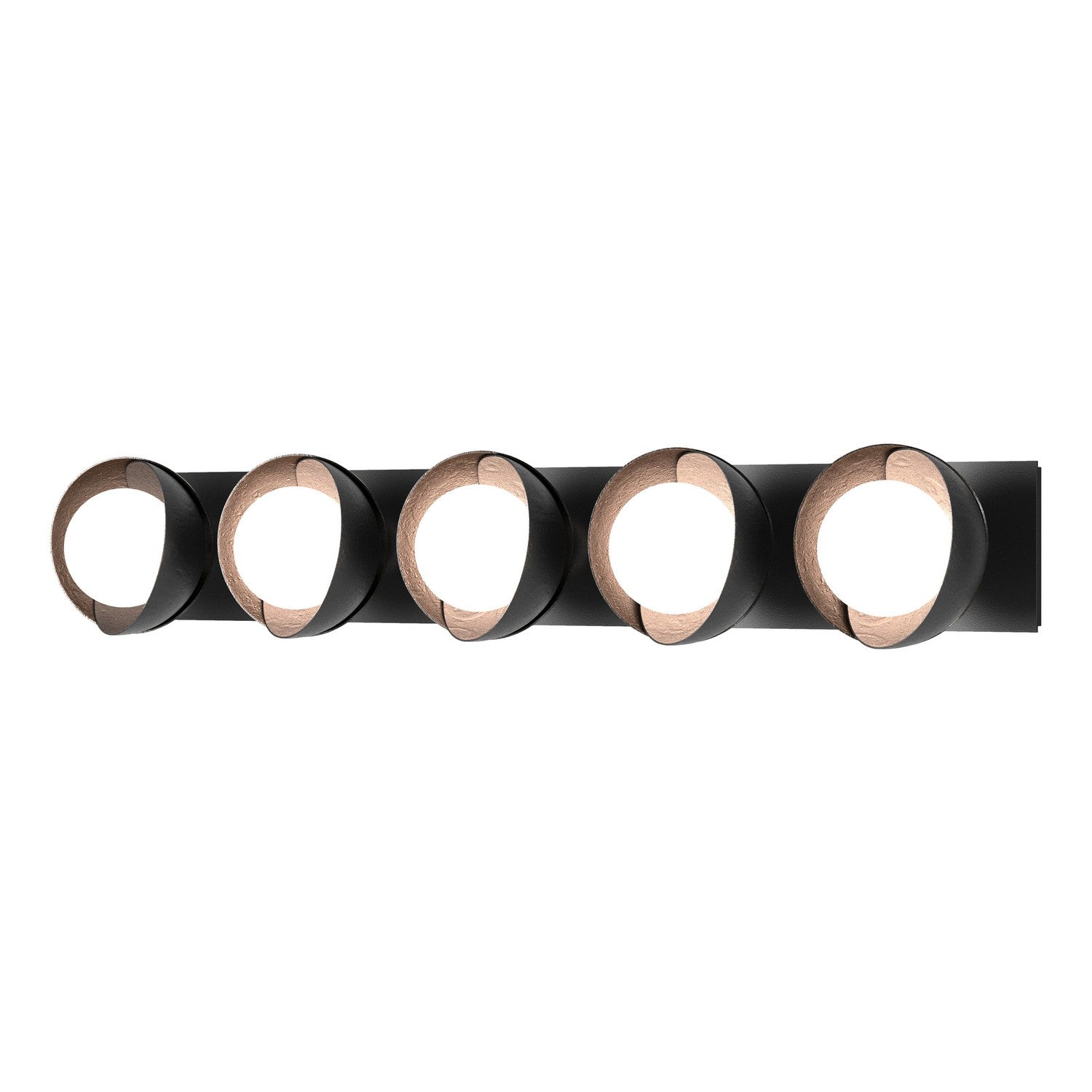 Hubbardton Forge - 201379-SKT-10-14-GG0711 - Brooklyn 5-Light Straight Double Shade Bath Sconce - Brooklyn - Black