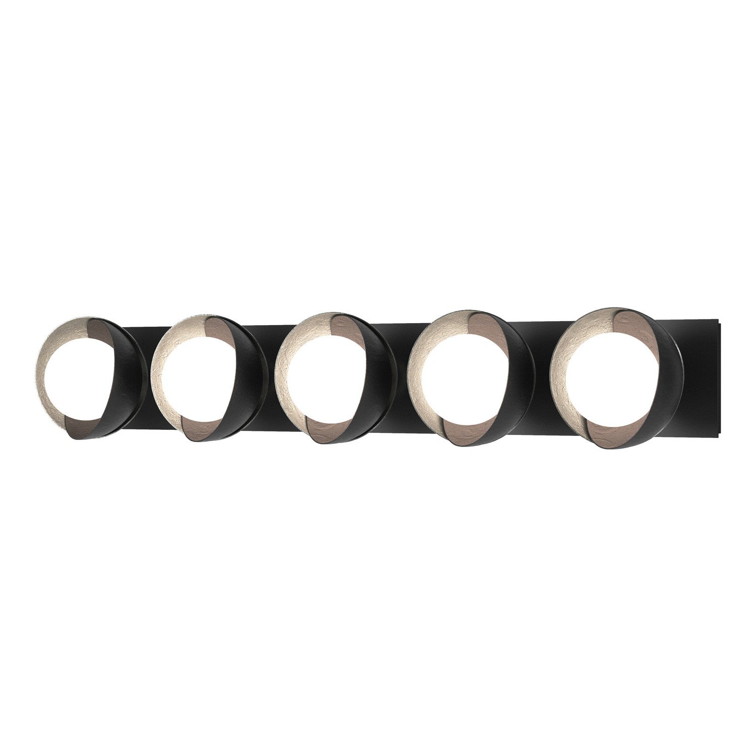 Hubbardton Forge - 201379-SKT-10-82-GG0711 - Brooklyn 5-Light Straight Double Shade Bath Sconce - Brooklyn - Black