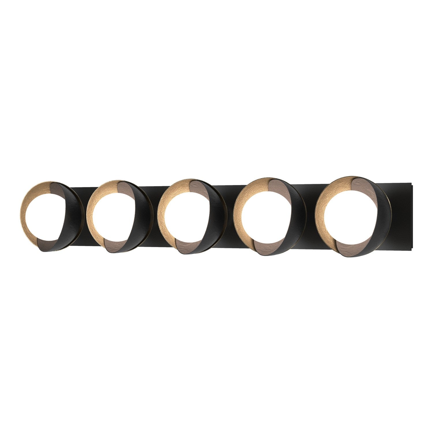 Hubbardton Forge - 201379-SKT-10-84-GG0711 - Brooklyn 5-Light Straight Double Shade Bath Sconce - Brooklyn - Black