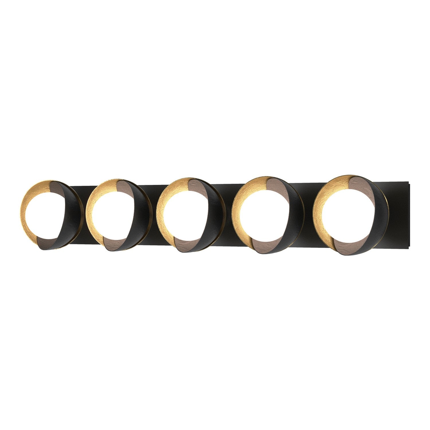Hubbardton Forge - 201379-SKT-10-86-GG0711 - Brooklyn 5-Light Straight Double Shade Bath Sconce - Brooklyn - Black