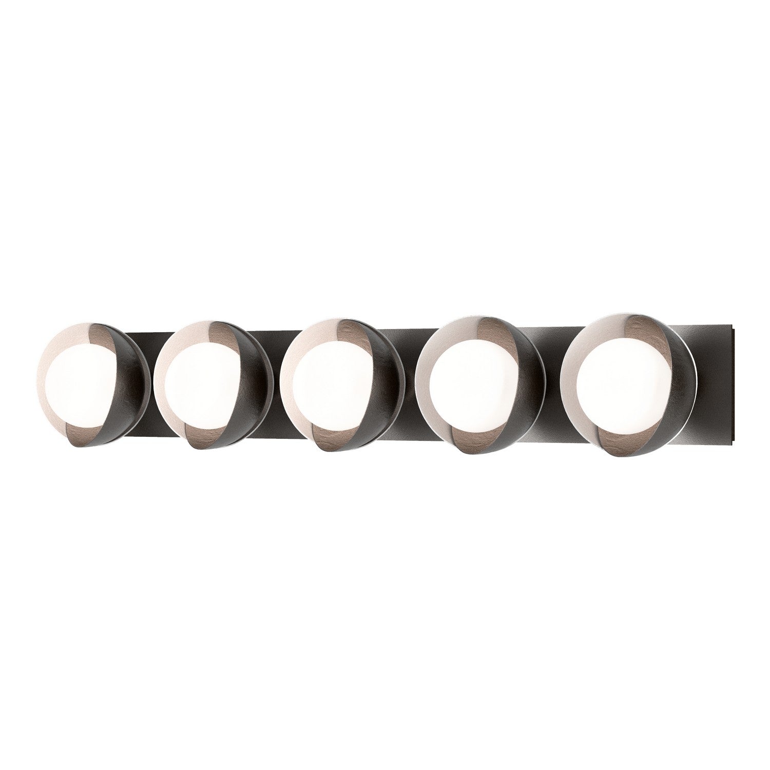 Hubbardton Forge - 201379-SKT-14-02-GG0711 - Brooklyn 5-Light Straight Double Shade Bath Sconce - Brooklyn - Oil Rubbed Bronze