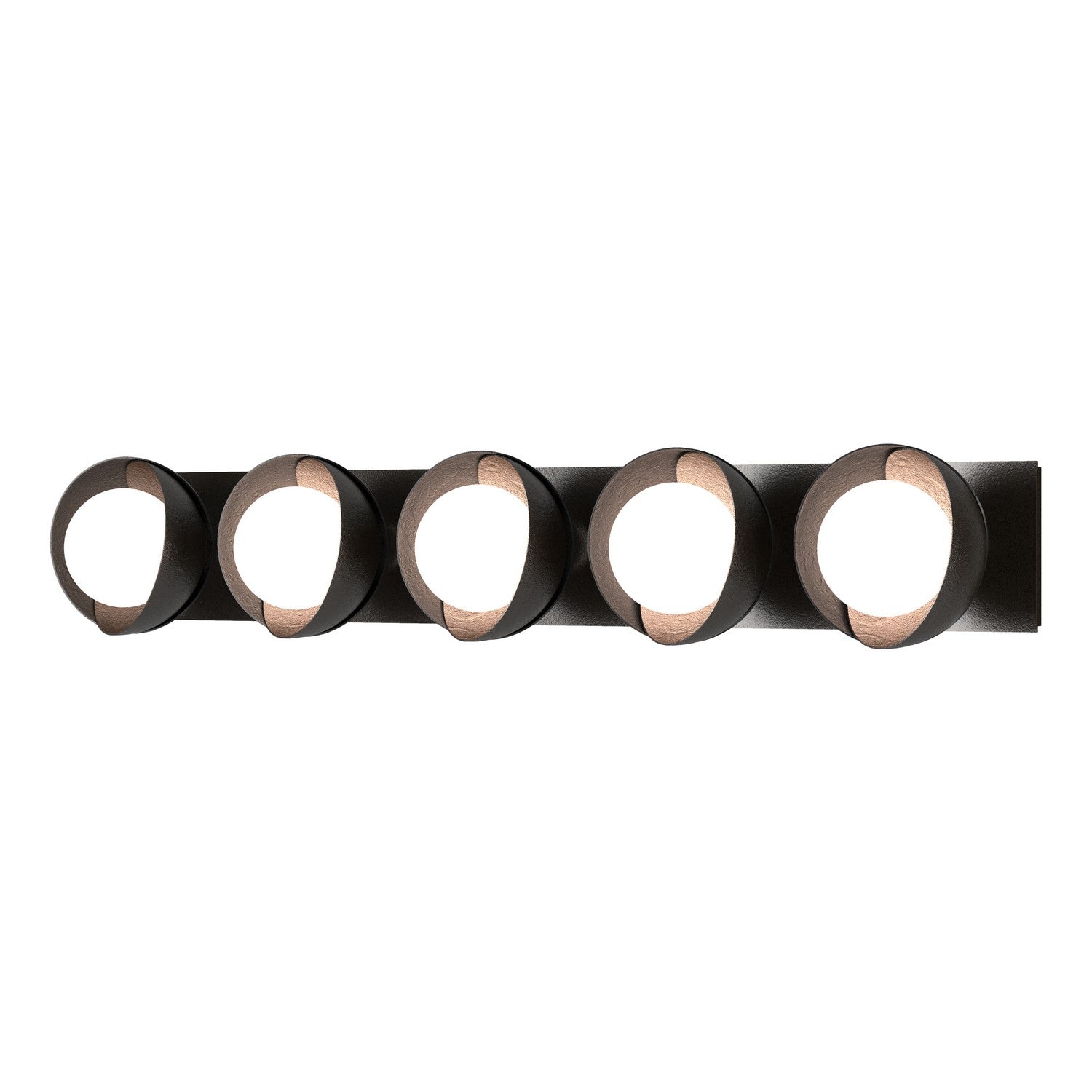 Hubbardton Forge - 201379-SKT-14-10-GG0711 - Brooklyn 5-Light Straight Double Shade Bath Sconce - Brooklyn - Oil Rubbed Bronze