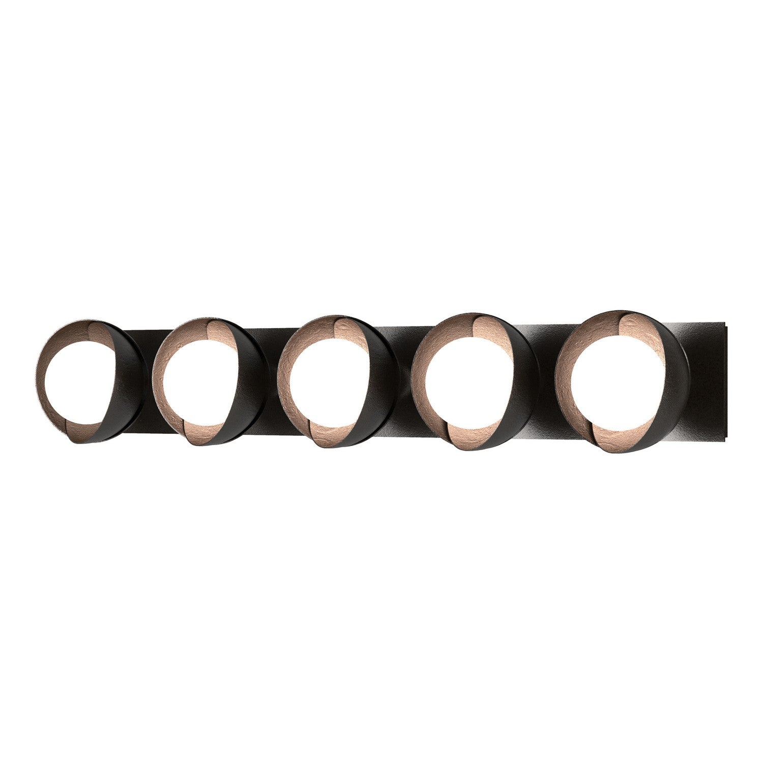 Hubbardton Forge - 201379-SKT-14-14-GG0711 - Brooklyn 5-Light Straight Double Shade Bath Sconce - Brooklyn - Oil Rubbed Bronze
