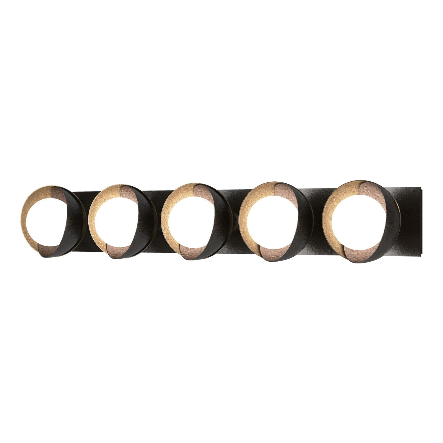 Hubbardton Forge - 201379-SKT-14-84-GG0711 - Brooklyn 5-Light Straight Double Shade Bath Sconce - Brooklyn - Oil Rubbed Bronze