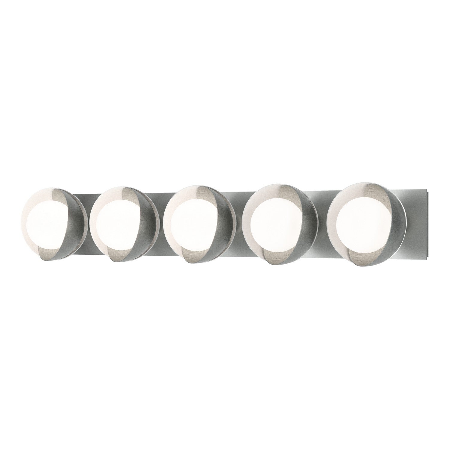 Hubbardton Forge - 201379-SKT-82-02-GG0711 - Brooklyn 5-Light Straight Double Shade Bath Sconce - Brooklyn - Vintage Platinum