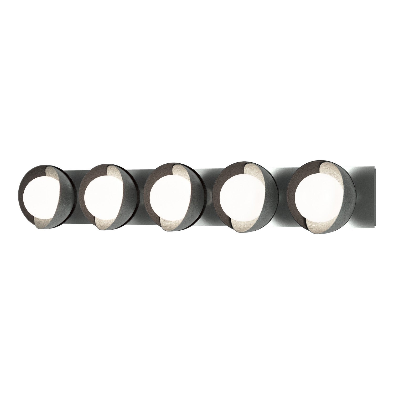 Hubbardton Forge - 201379-SKT-82-10-GG0711 - Brooklyn 5-Light Straight Double Shade Bath Sconce - Brooklyn - Vintage Platinum