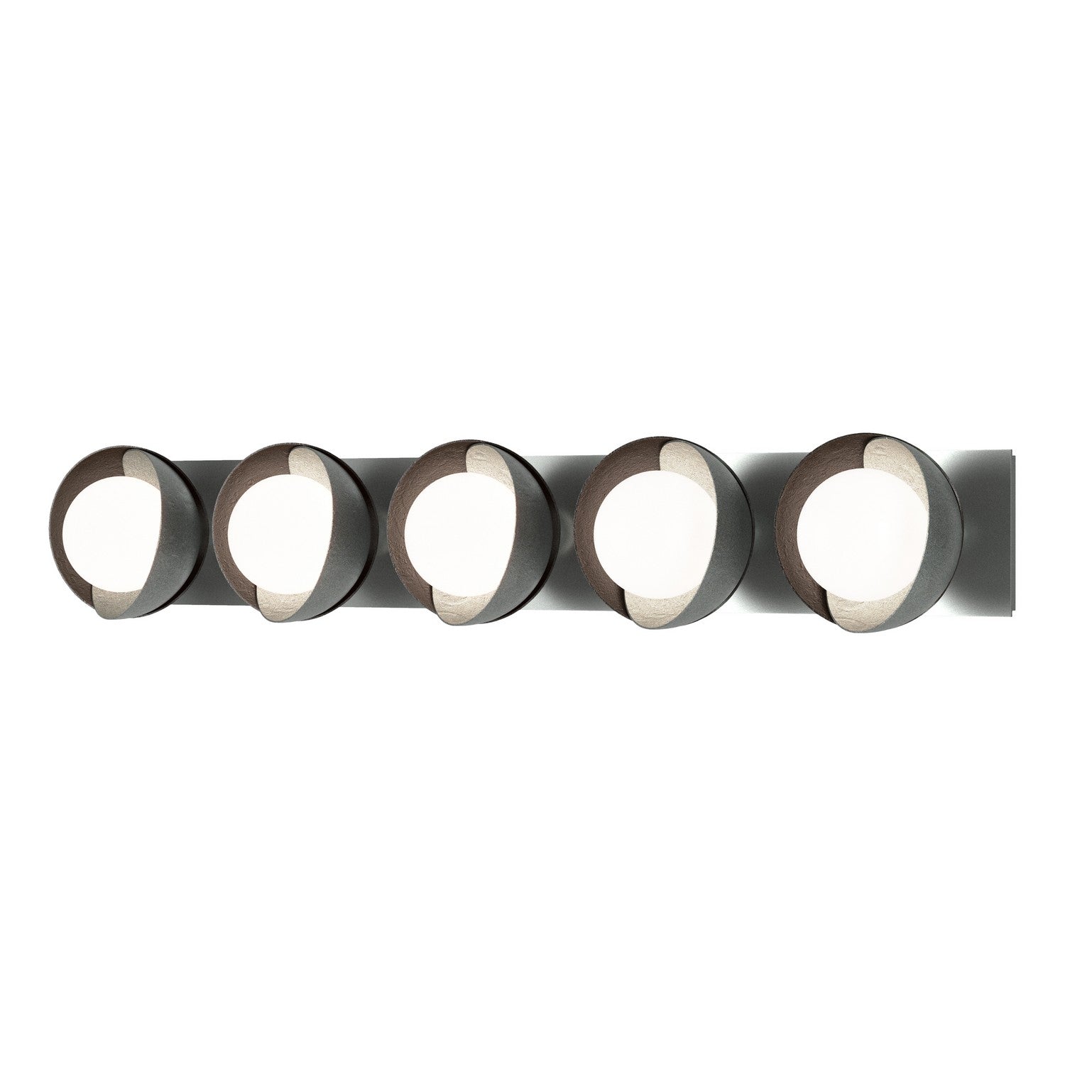 Hubbardton Forge - 201379-SKT-82-14-GG0711 - Brooklyn 5-Light Straight Double Shade Bath Sconce - Brooklyn - Vintage Platinum