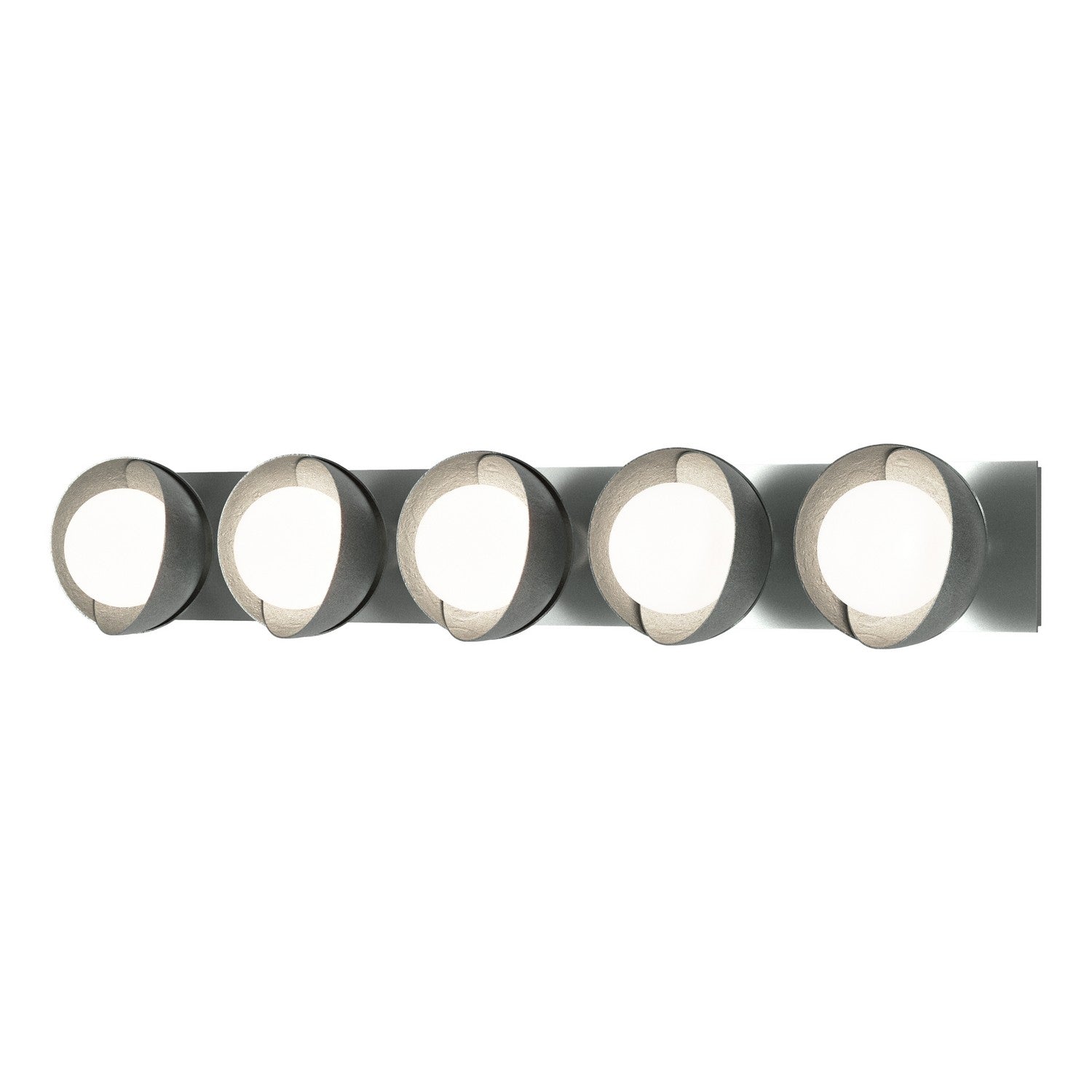 Hubbardton Forge - 201379-SKT-82-82-GG0711 - Brooklyn 5-Light Straight Double Shade Bath Sconce - Brooklyn - Vintage Platinum