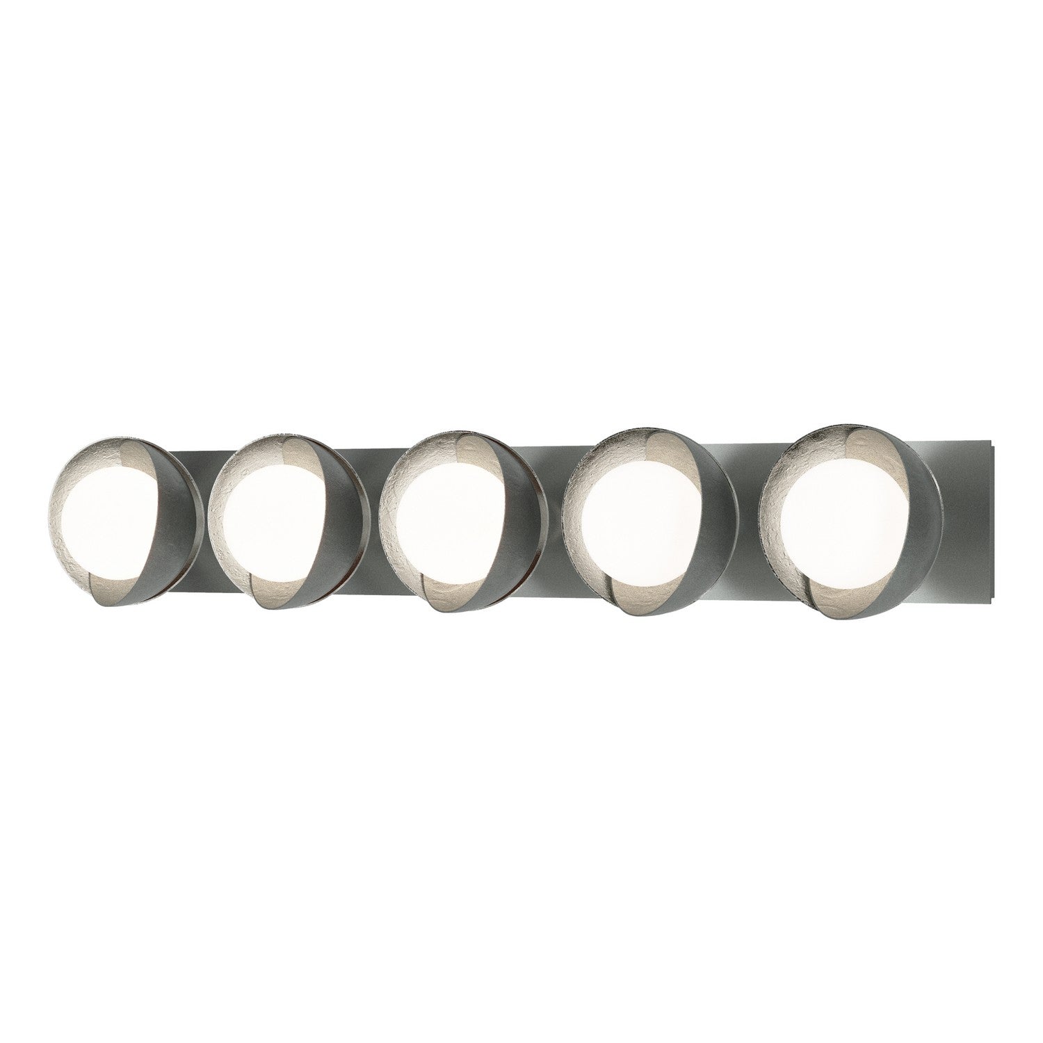 Hubbardton Forge - 201379-SKT-82-85-GG0711 - Brooklyn 5-Light Straight Double Shade Bath Sconce - Brooklyn - Vintage Platinum