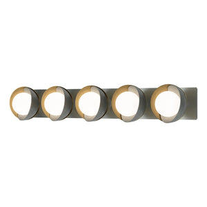 Hubbardton Forge - 201379-SKT-82-86-GG0711 - Five Light Bath Sconce - Brooklyn - Vintage Platinum