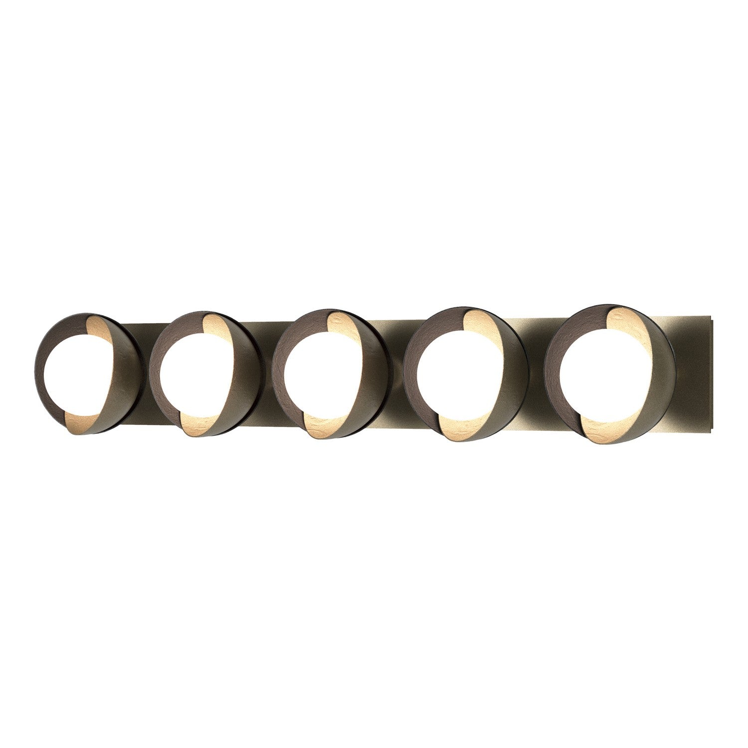 Hubbardton Forge - 201379-SKT-84-10-GG0711 - Brooklyn 5-Light Straight Double Shade Bath Sconce - Brooklyn - Soft Gold