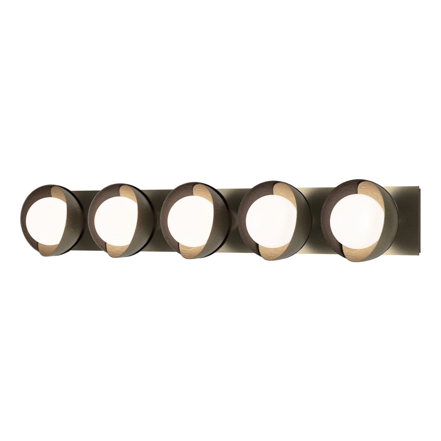 Hubbardton Forge - 201379-SKT-84-14-GG0711 - Brooklyn 5-Light Straight Double Shade Bath Sconce - Brooklyn - Soft Gold