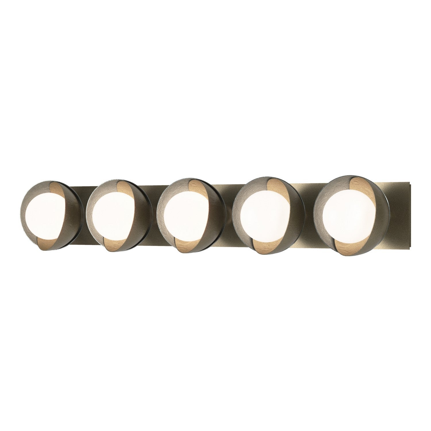 Hubbardton Forge - 201379-SKT-84-82-GG0711 - Brooklyn 5-Light Straight Double Shade Bath Sconce - Brooklyn - Soft Gold
