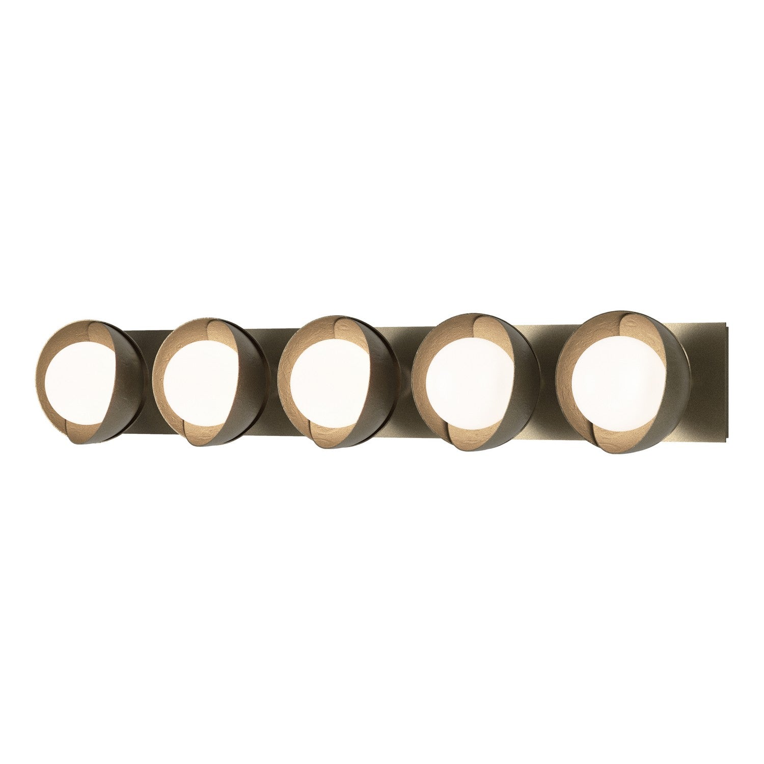 Hubbardton Forge - 201379-SKT-84-84-GG0711 - Brooklyn 5-Light Straight Double Shade Bath Sconce - Brooklyn - Soft Gold