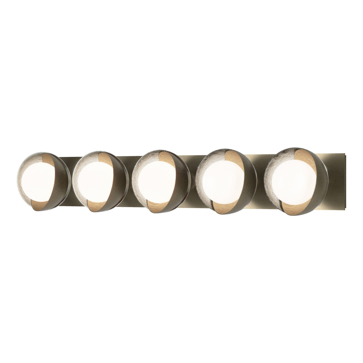 Hubbardton Forge - 201379-SKT-84-85-GG0711 - Brooklyn 5-Light Straight Double Shade Bath Sconce - Brooklyn - Soft Gold
