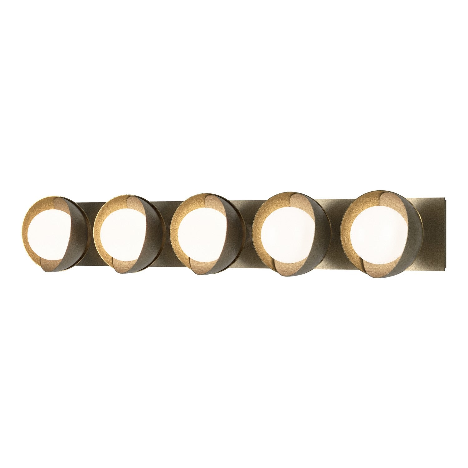 Hubbardton Forge - 201379-SKT-84-86-GG0711 - Brooklyn 5-Light Straight Double Shade Bath Sconce - Brooklyn - Soft Gold