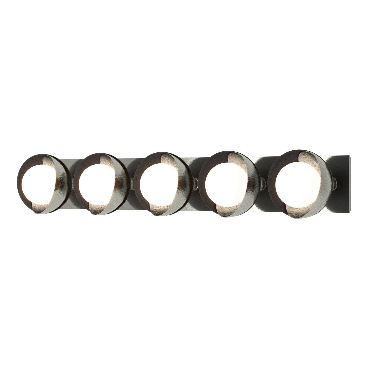 Hubbardton Forge - 201379-SKT-85-10-GG0711 - Brooklyn 5-Light Straight Double Shade Bath Sconce - Brooklyn - Sterling