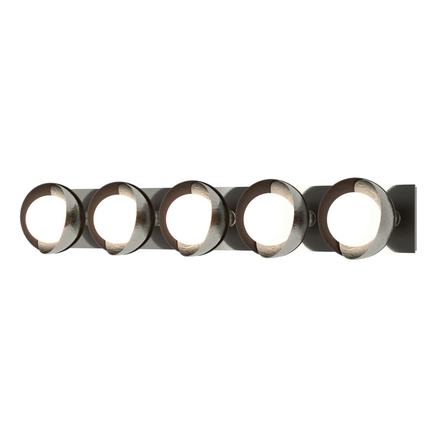 Hubbardton Forge - 201379-SKT-85-14-GG0711 - Brooklyn 5-Light Straight Double Shade Bath Sconce - Brooklyn - Sterling