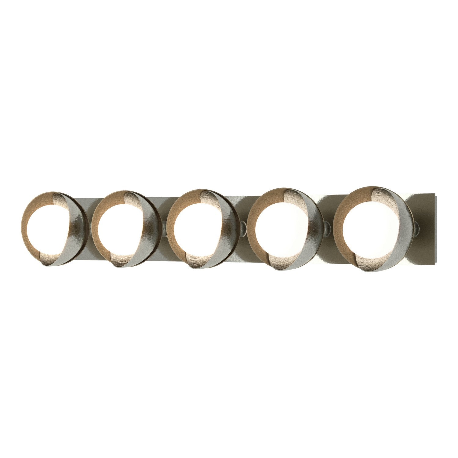 Hubbardton Forge - 201379-SKT-85-84-GG0711 - Brooklyn 5-Light Straight Double Shade Bath Sconce - Brooklyn - Sterling