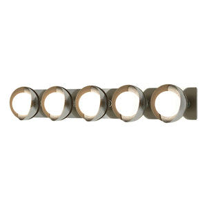 Hubbardton Forge - 201379-SKT-85-84-GG0711 - Five Light Bath Sconce - Brooklyn - Sterling