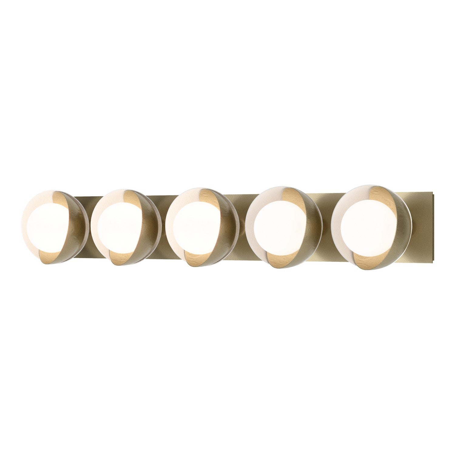 Hubbardton Forge - 201379-SKT-86-02-GG0711 - Brooklyn 5-Light Straight Double Shade Bath Sconce - Brooklyn - Modern Brass