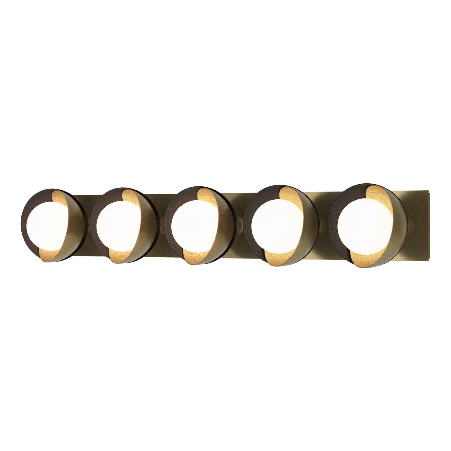 Hubbardton Forge - 201379-SKT-86-10-GG0711 - Brooklyn 5-Light Straight Double Shade Bath Sconce - Brooklyn - Modern Brass