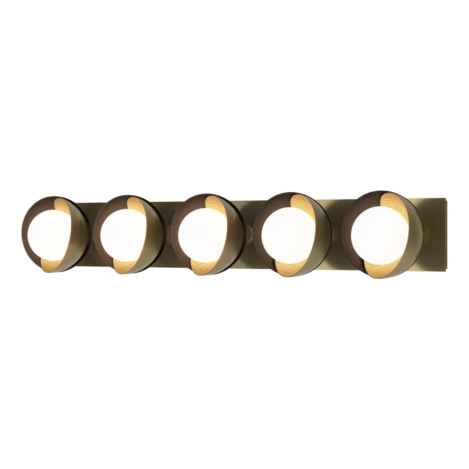 Hubbardton Forge - 201379-SKT-86-14-GG0711 - Brooklyn 5-Light Straight Double Shade Bath Sconce - Brooklyn - Modern Brass
