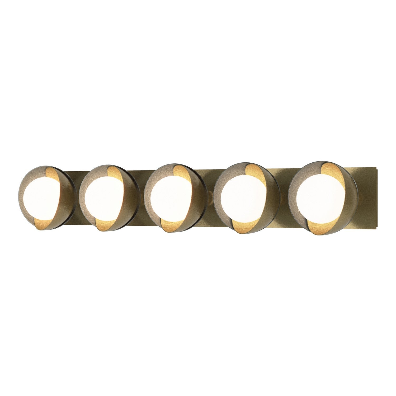 Hubbardton Forge - 201379-SKT-86-82-GG0711 - Brooklyn 5-Light Straight Double Shade Bath Sconce - Brooklyn - Modern Brass
