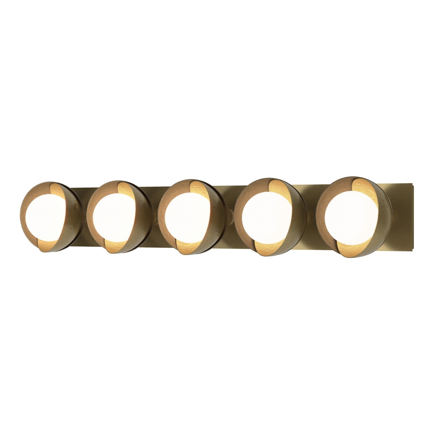 Hubbardton Forge - 201379-SKT-86-84-GG0711 - Brooklyn 5-Light Straight Double Shade Bath Sconce - Brooklyn - Modern Brass