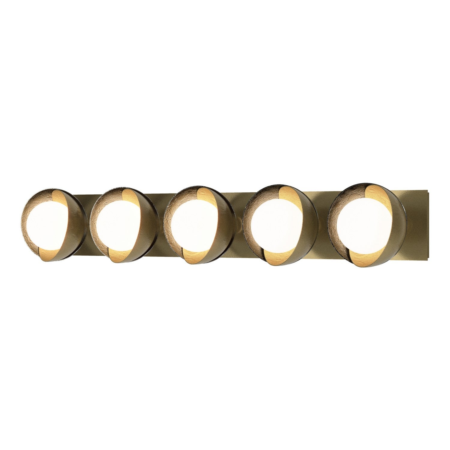Hubbardton Forge - 201379-SKT-86-85-GG0711 - Brooklyn 5-Light Straight Double Shade Bath Sconce - Brooklyn - Modern Brass