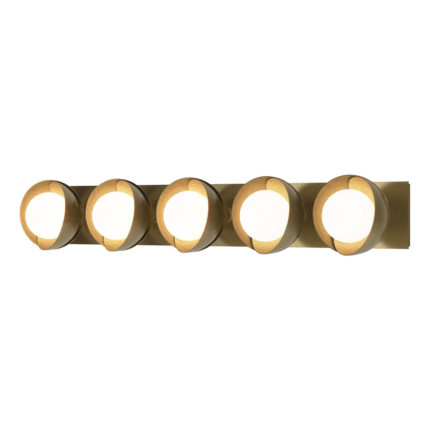 Hubbardton Forge - 201379-SKT-86-86-GG0711 - Brooklyn 5-Light Straight Double Shade Bath Sconce - Brooklyn - Modern Brass