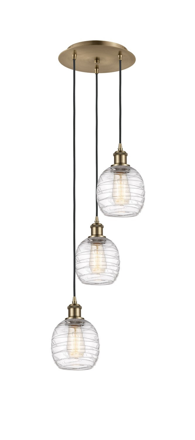 Innovations - 113B-3P-AB-G1013 - LED Pendant - Ballston - Antique Brass