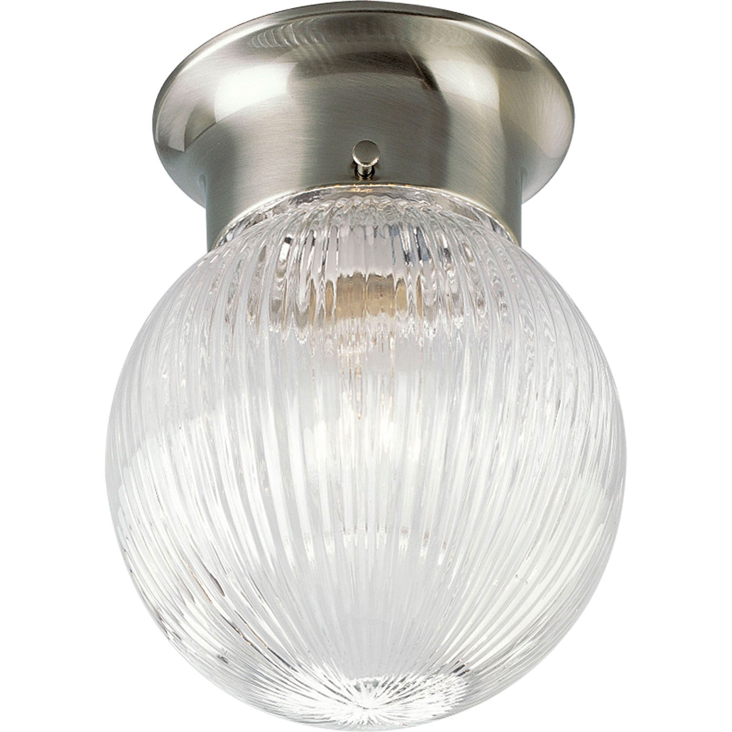 Progress Lighting - P3599-09 - One Light Flush Mount - Globe - Clear Ribbed - Brushed Nickel