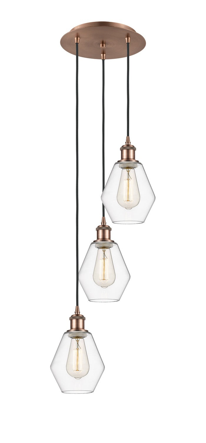 Innovations - 113B-3P-AC-G652-6 - LED Pendant - Ballston - Antique Copper