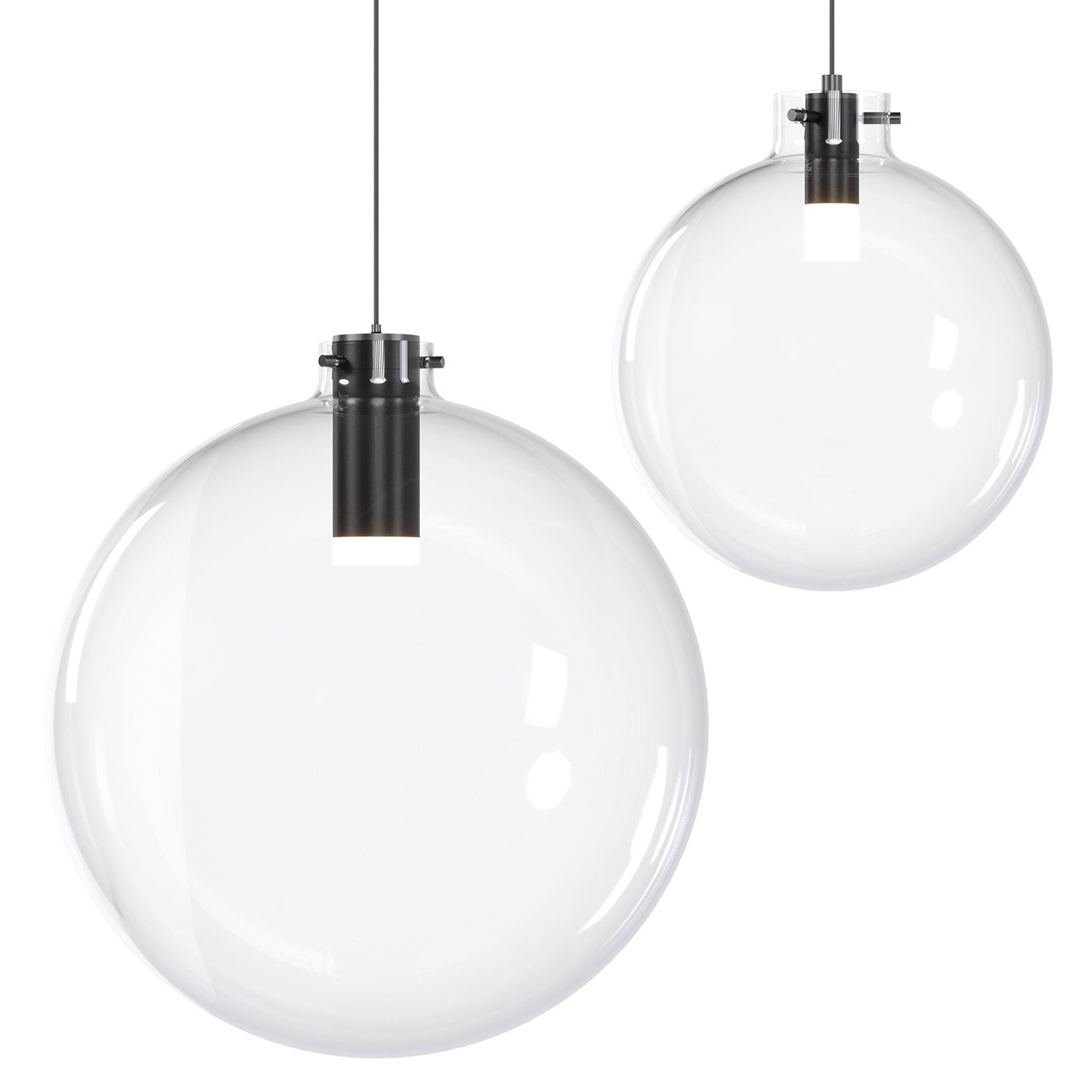 BlackJack Lighting - SP-SPS-CL-08-BL-30K-3W-SP5 - LED Pendant - Clear Glass Sphere - Matte Black