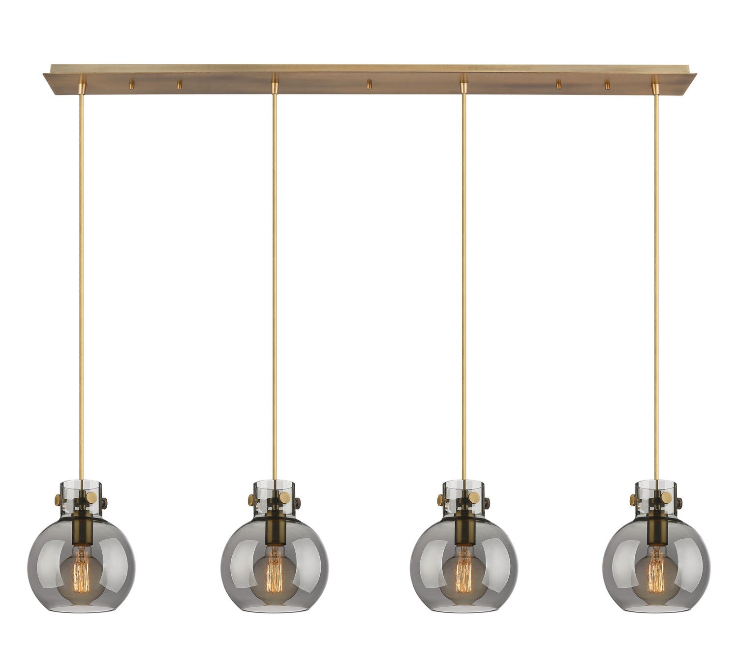 Innovations - 124-410-1PS-BB-G410-8SM - Five Light Linear Pendant - Newton - Brushed Brass