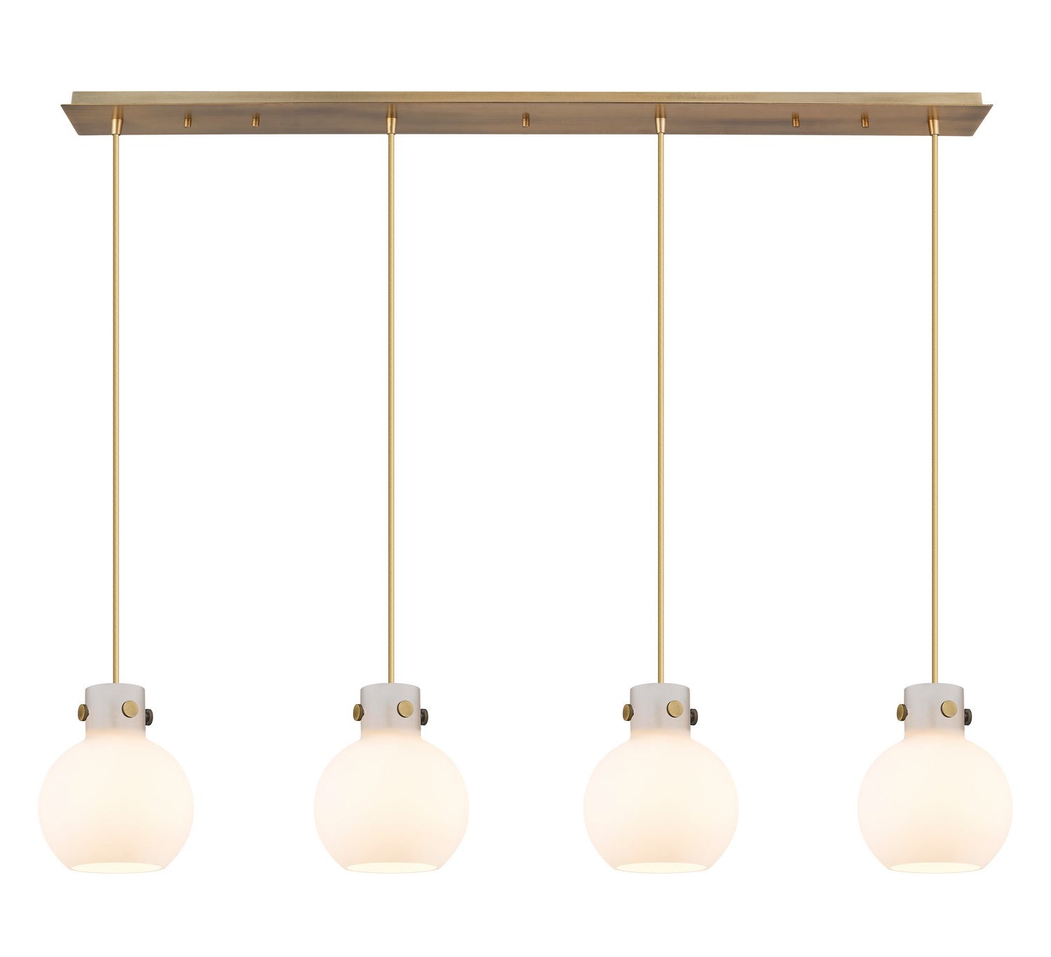 Innovations - 124-410-1PS-BB-G410-8WH - Eight Light Linear Pendant - Newton - Brushed Brass