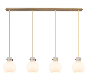 Innovations - 124-410-1PS-BB-G410-8WH - Eight Light Linear Pendant - Newton - Brushed Brass